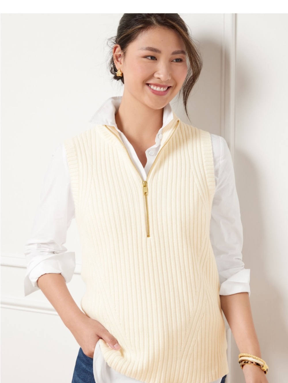Talbots 3/4 Zip Sleeveless Sweater Sz 2X